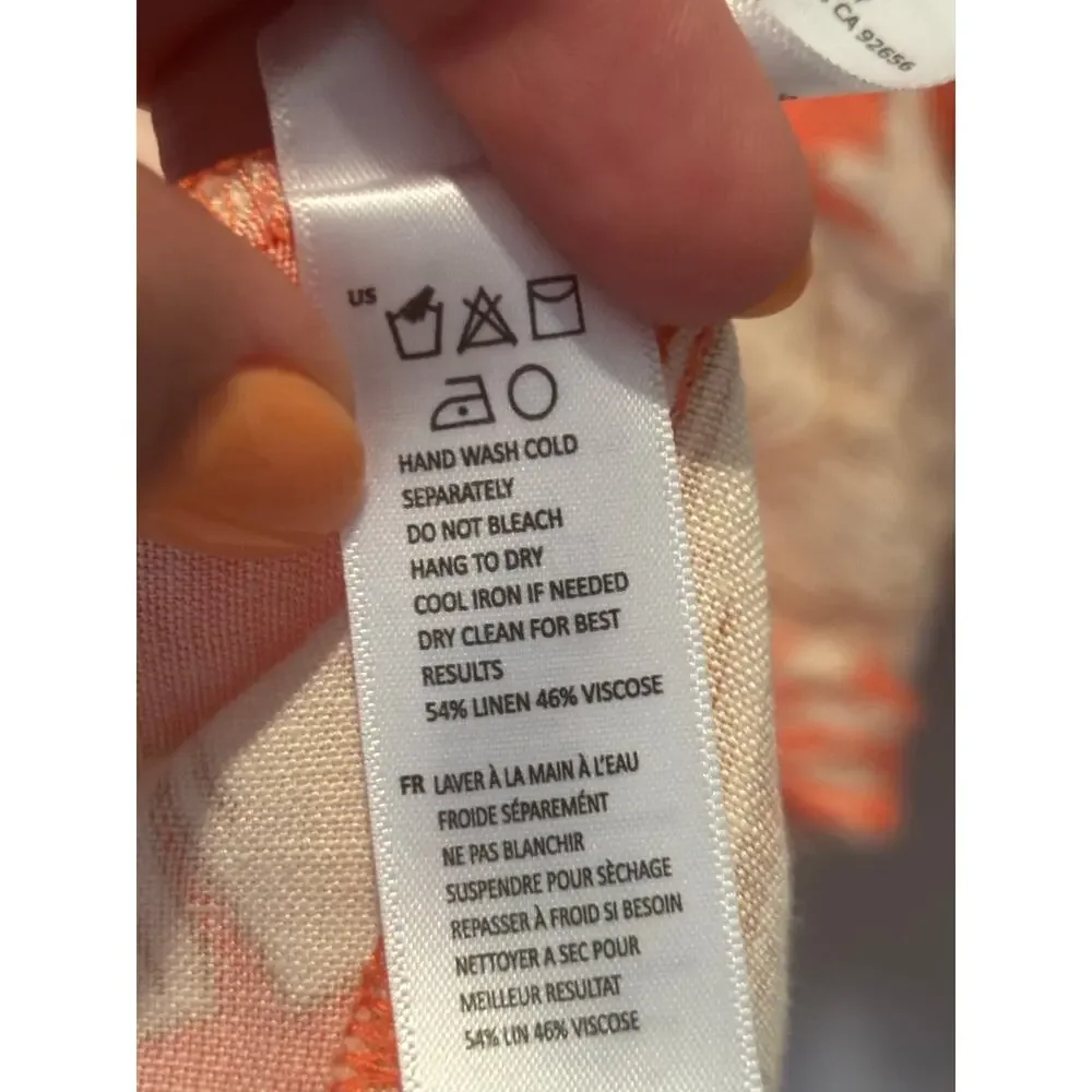 Amuse Society Mala Short Sleeve Floral Woven Linen Dress in Sunrise Size Large - Picture 7 of 7